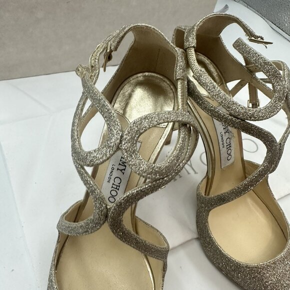 Jimmy Choo Lancer Strappy Glitter Pointed Toe Ankle Pump Shoe - Picture 3 of 7